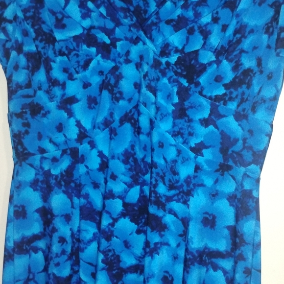 Chaps By Ralph Lauren Floral Crossover Surplice Dress-Blue  Moc Wrap Jersey - Picture 8 of 16